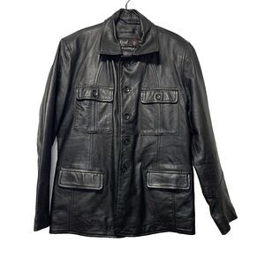 Real Leather Men's Blazer Black Size L Four Pockets Jacket Western Classic Rodeo